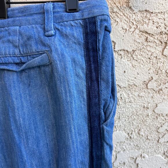 Rag & Bone High Rise Linen Cropped Jean Tuxedo Stripe Size 30 - Picture 5 of 7